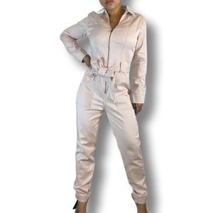 Pink Belted Jumpsuit